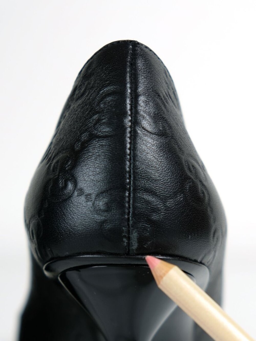 Gucci Guccissima Peep Toe Stilettos, Matte Black - Picture 11 of 16